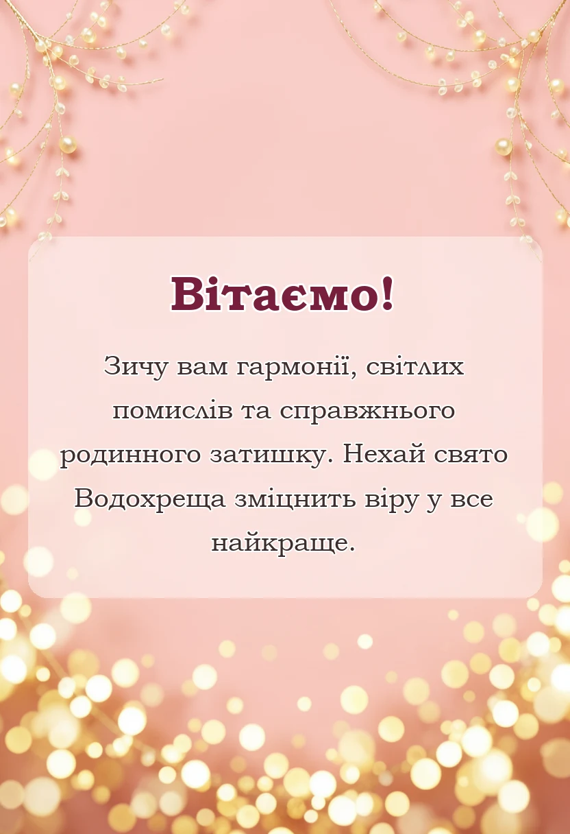 вітальна листівка - привітання з водохрещем своїми словами