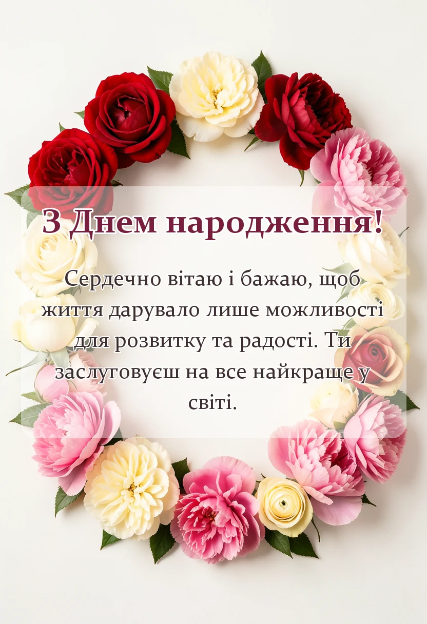 вітальна листівка - привітання з днем народження двоюрідній сестрі