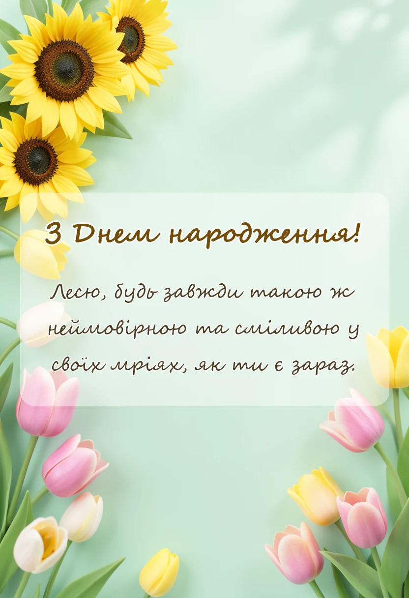 унікальна листівка - привітання з днем народження леся