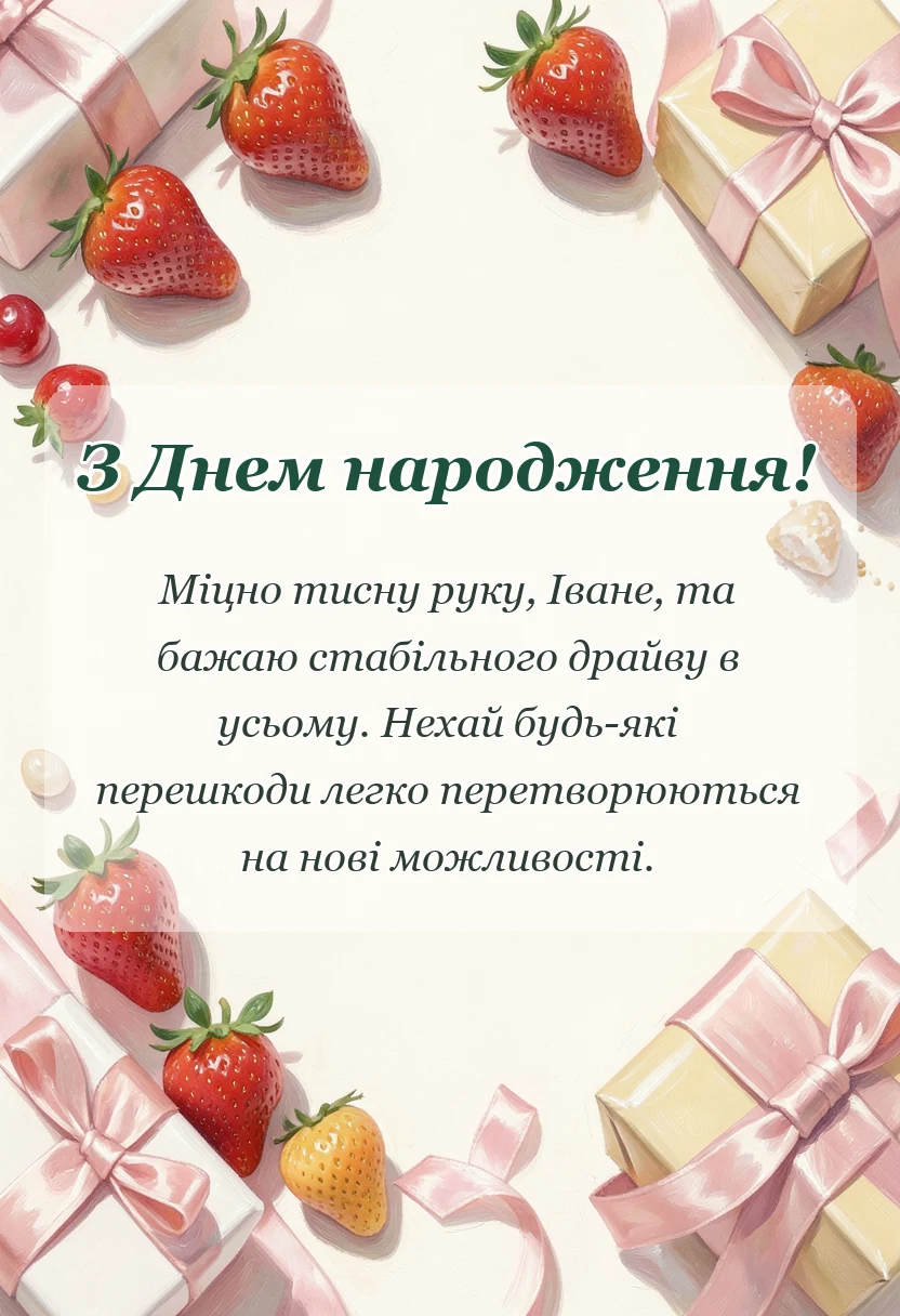 красива листівка: привітання з днем народження івану