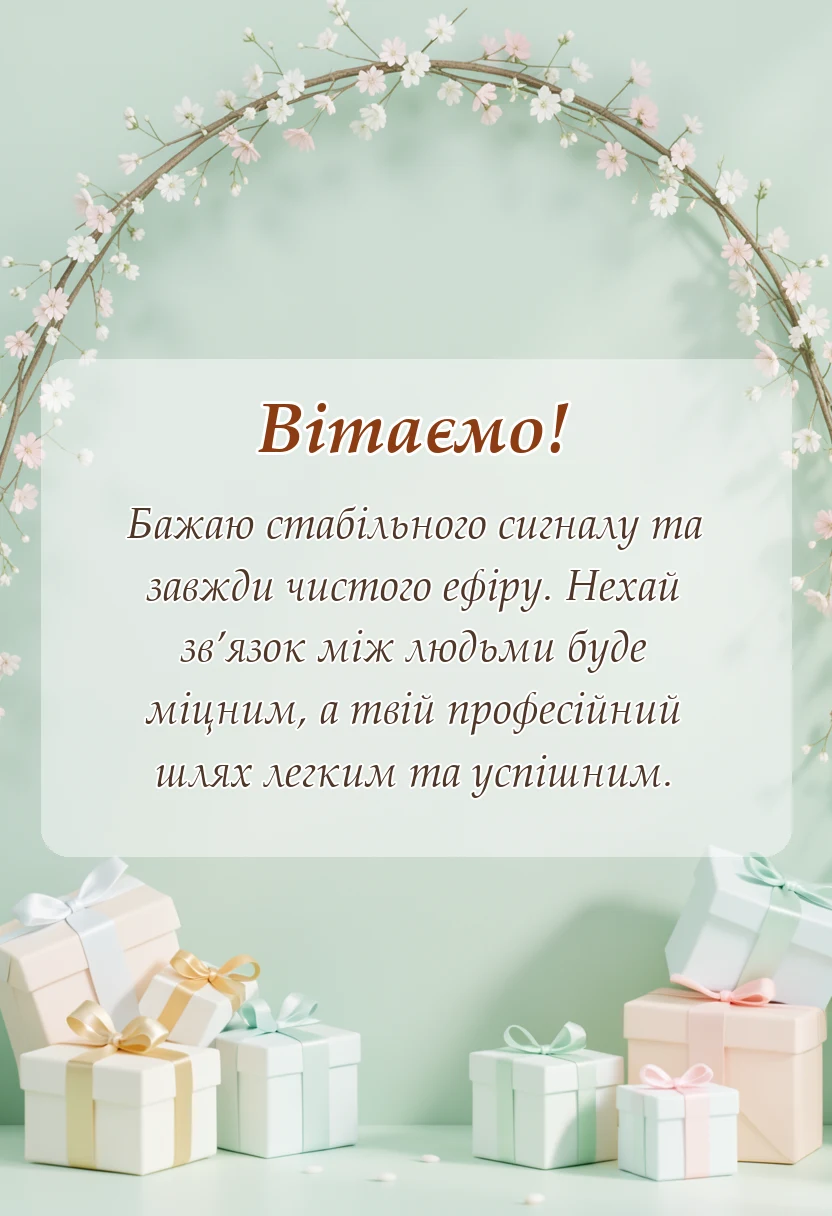 святкова картинка: привітання з днем працівника радіо телебачення та звязку
