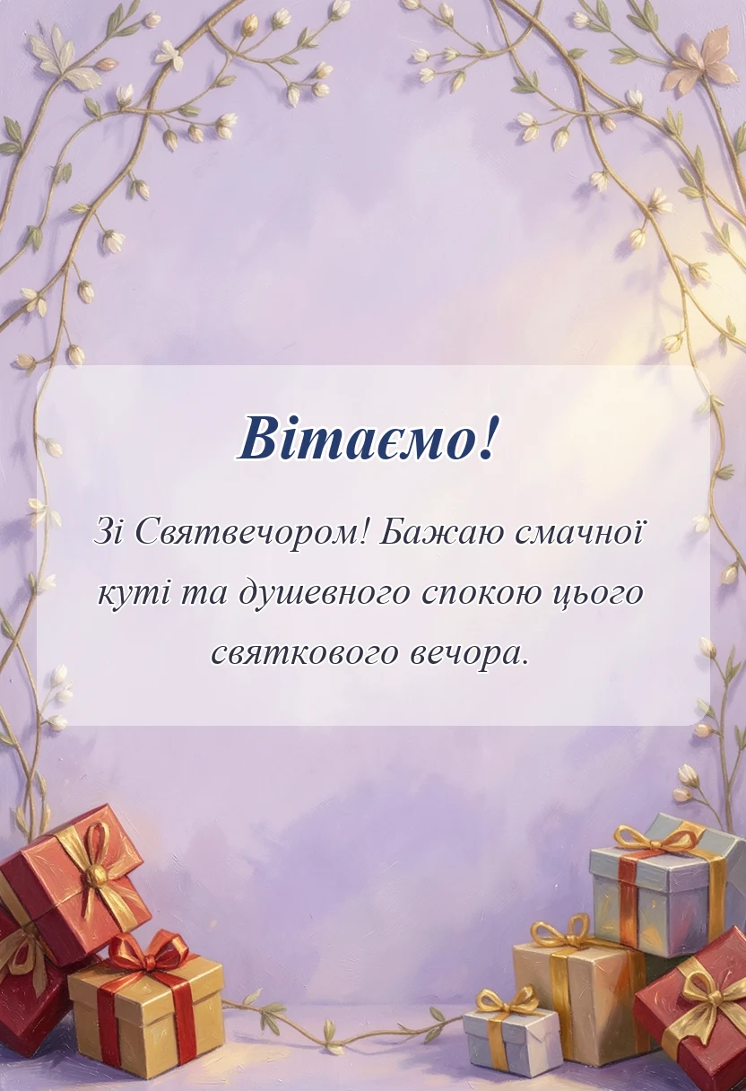 листівка з побажанням - привітання з святвечором