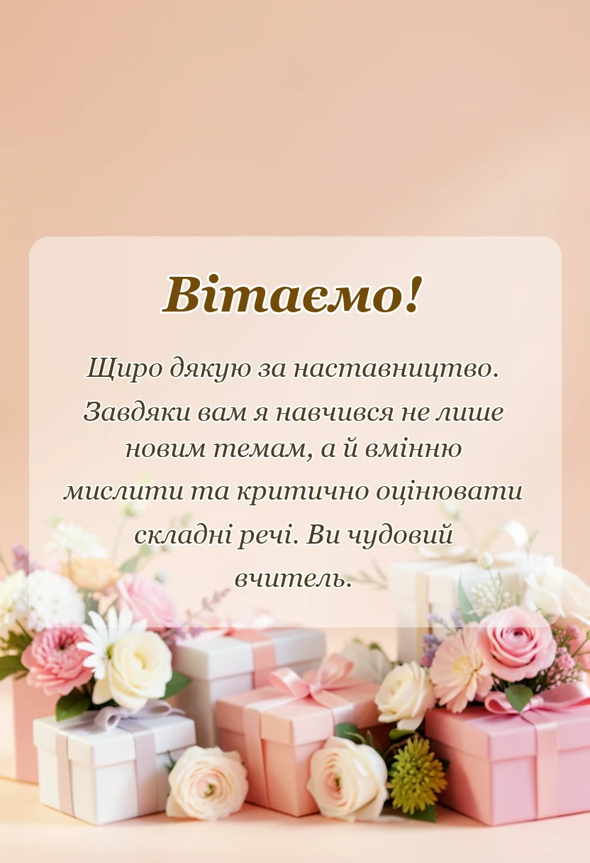унікальна листівка - слова подяки вчителю