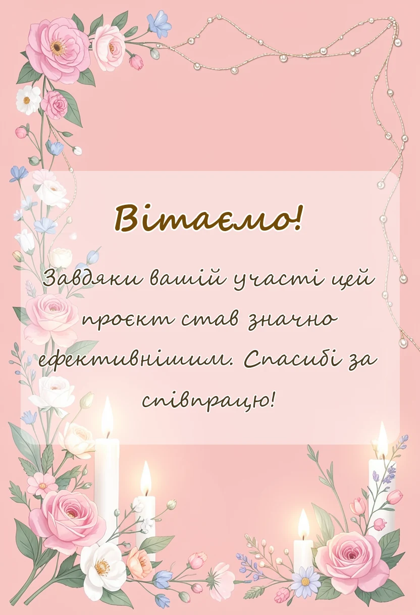 унікальна листівка - подяка за співпрацю та допомогу