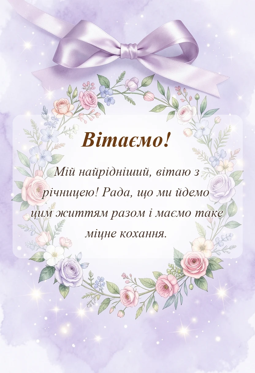 листівка з побажанням - привітання з роковиною весілля чоловікові