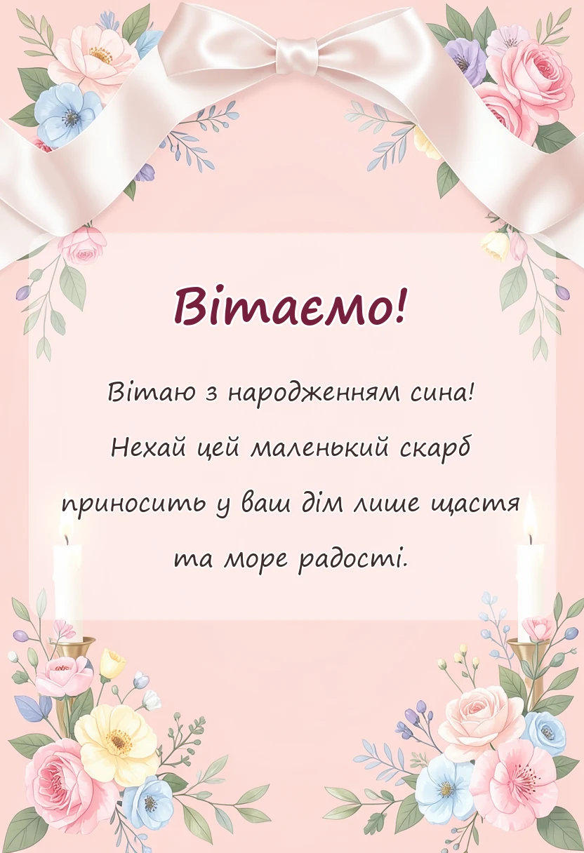 листівка з побажанням - привітання з народженням сина картинки