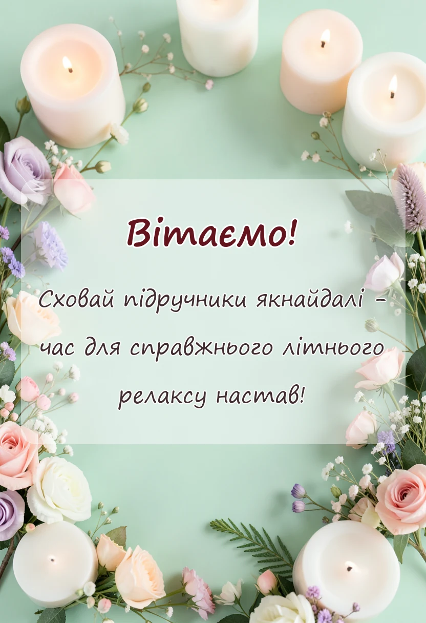 листівка з побажанням - привітання з останнім дзвоником для дітей