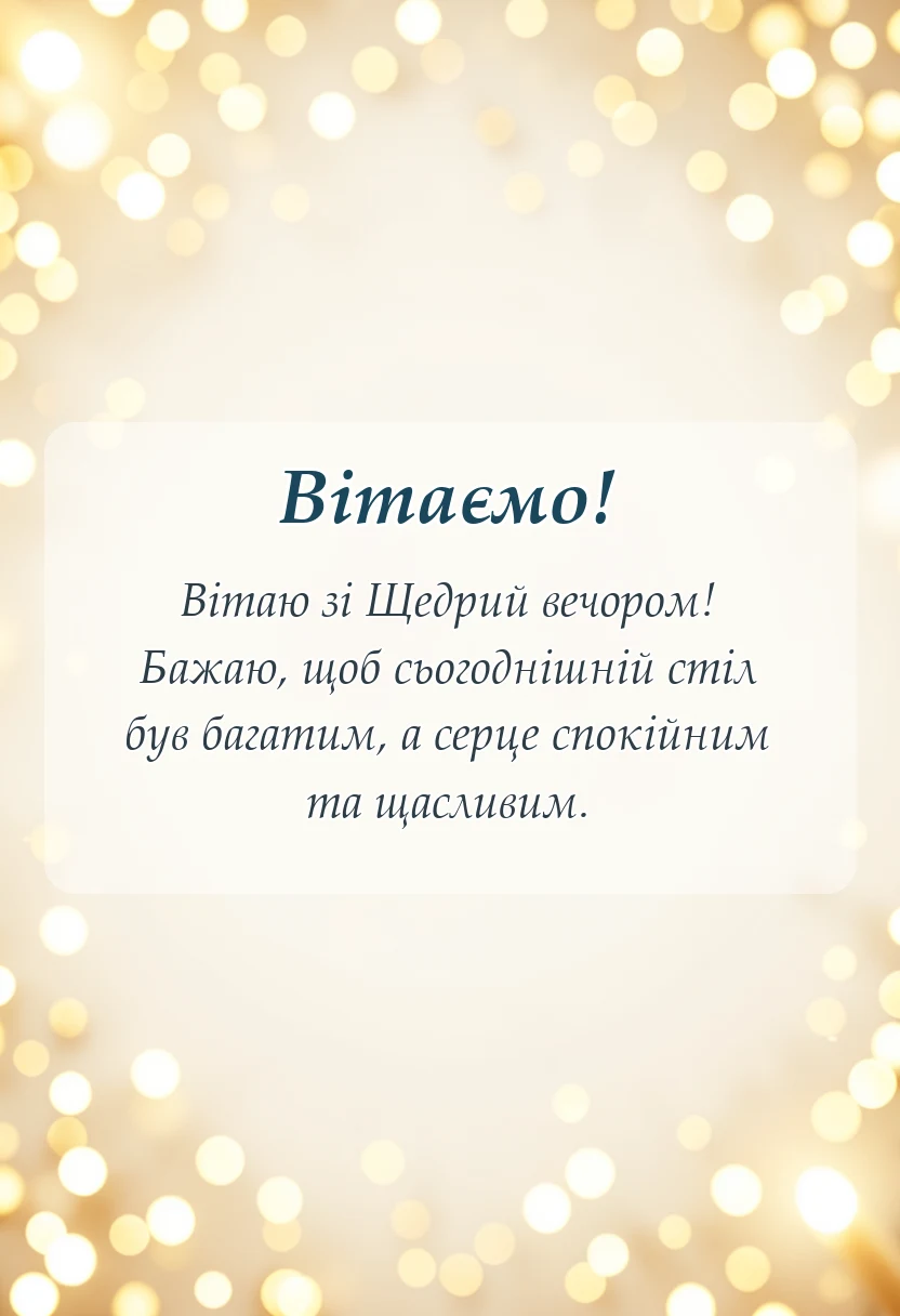 святкова картинка: побажання на щедрий вечір