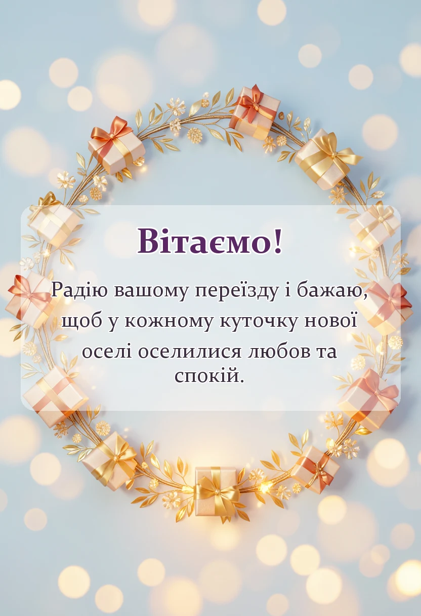 листівка з побажанням - тост на новосілля