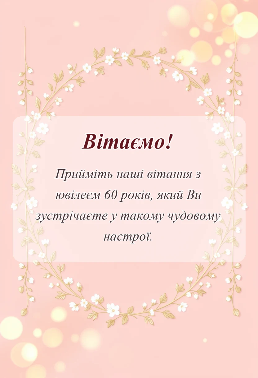 вітальна листівка - привітання з 60-річчям жінці