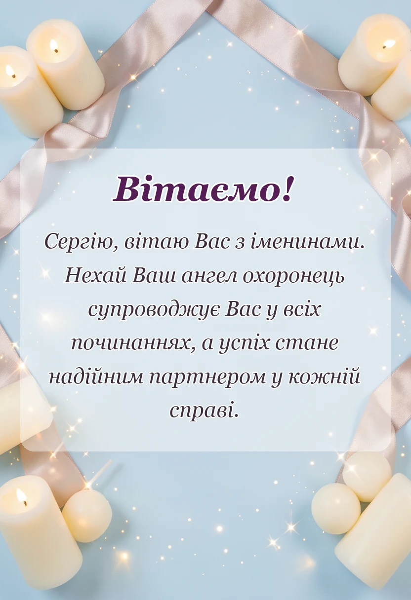 унікальна листівка - привітання з днем ангела сергія