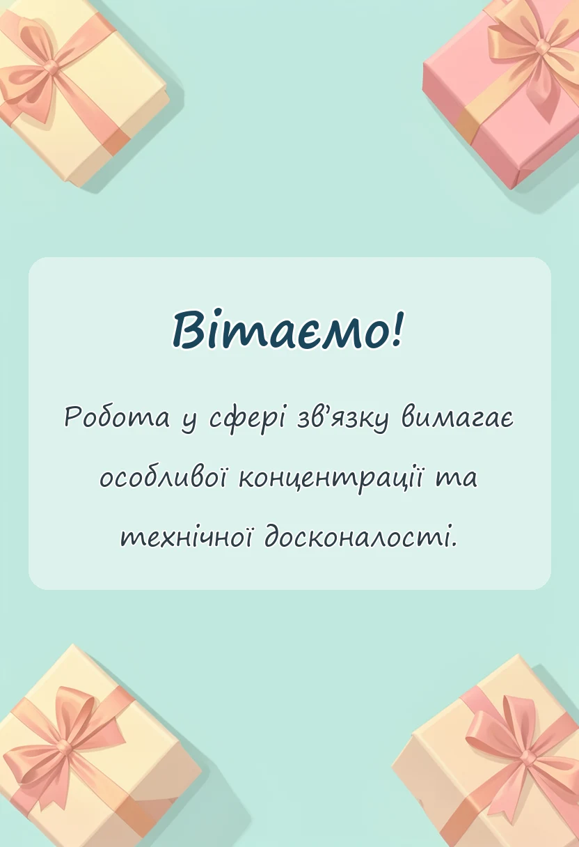 листівка з побажанням - привітання з днем працівника радіо телебачення та звязку своїми словами