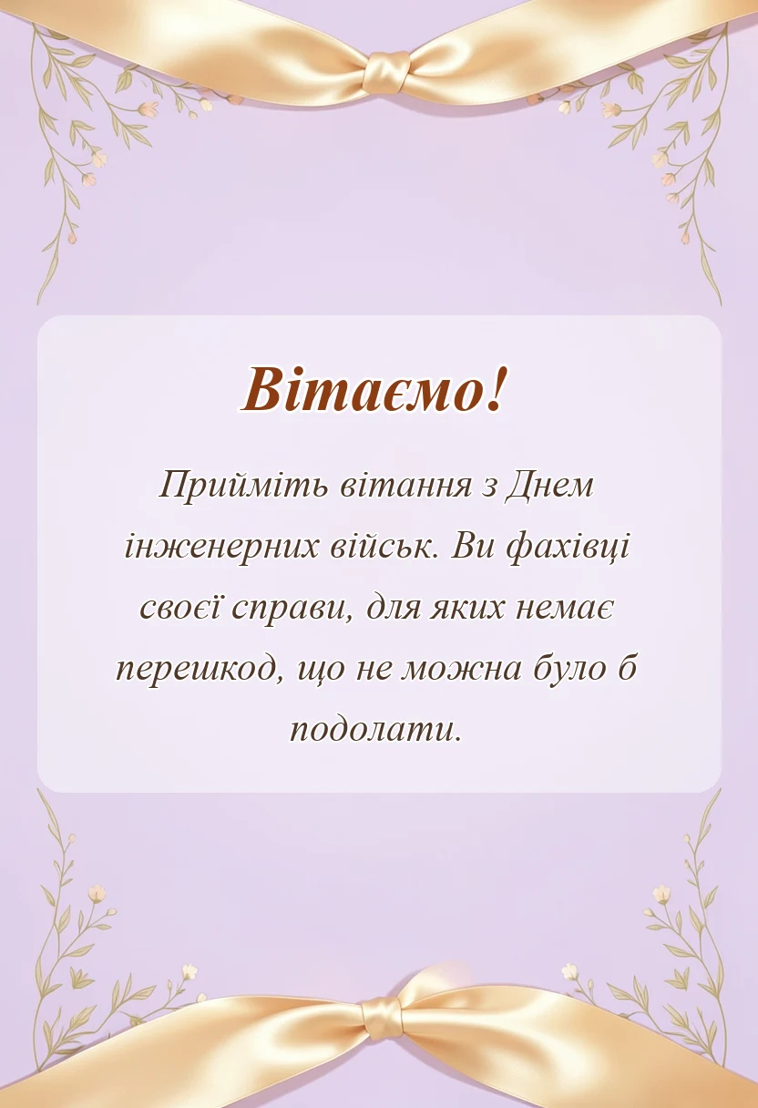 листівка з побажанням - привітання з днем інженерних військ