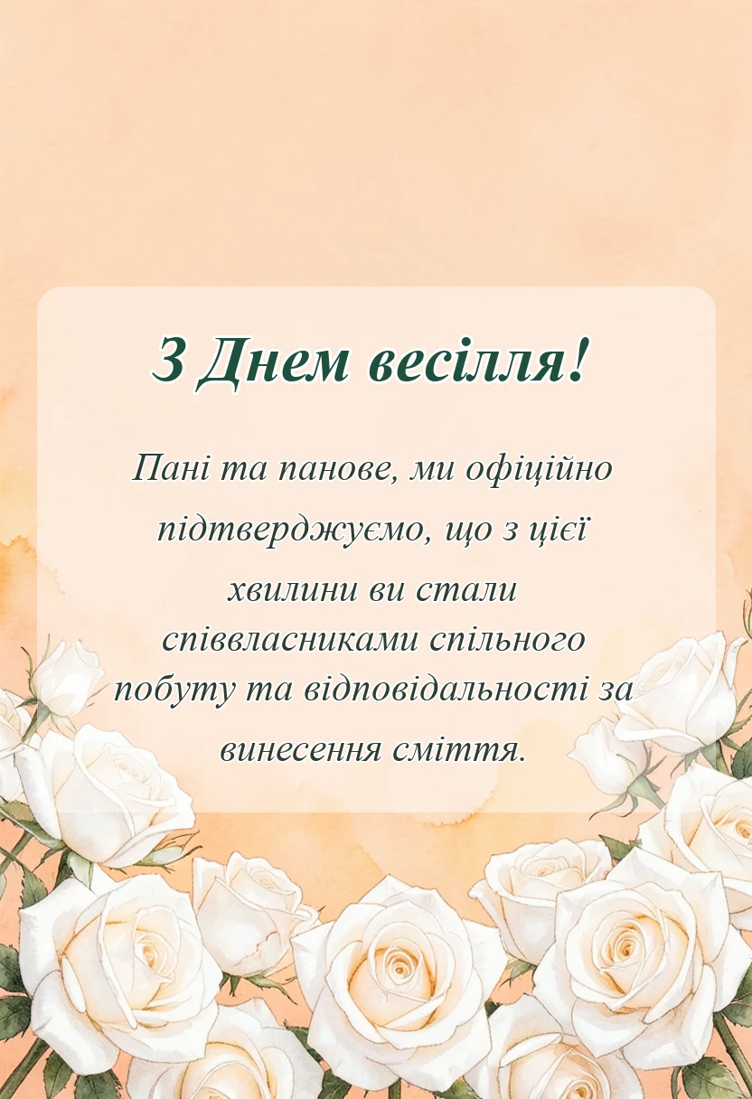 листівка з побажанням - привітання на весілля від друзів прикольні