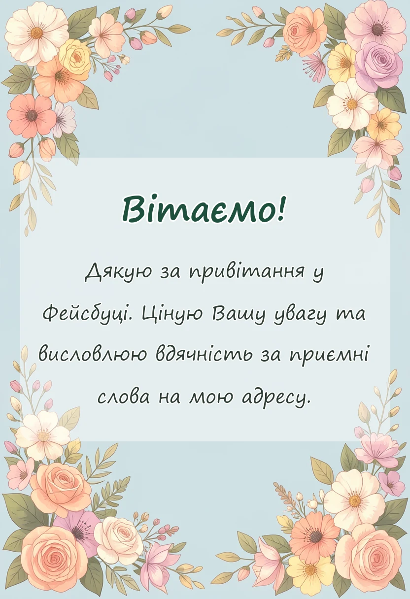 красива листівка: подякувати за привітання у фейсбуці