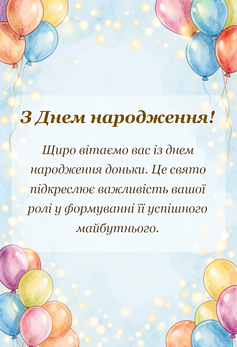 красива листівка: вітання батькам з іменинницею