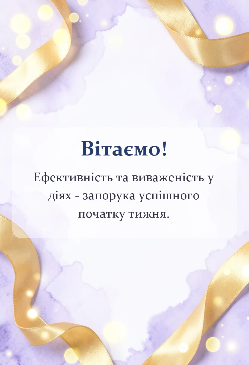 вітальна листівка - побажання благословенного понеділка та вдалого тижня