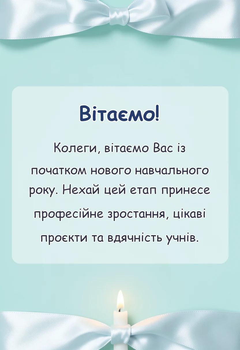 вітальна листівка - привітання з 1 вересня своїми словами