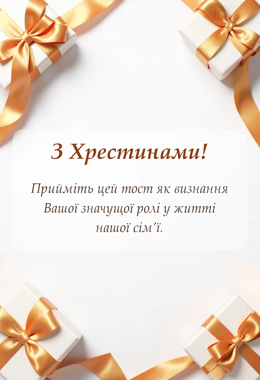 вітальна листівка - тост на хрестини від хрещеної мами своїми словами