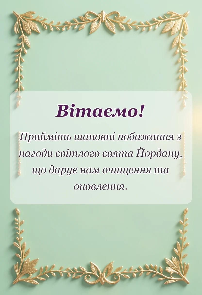 красива листівка: привітання з водохрещем