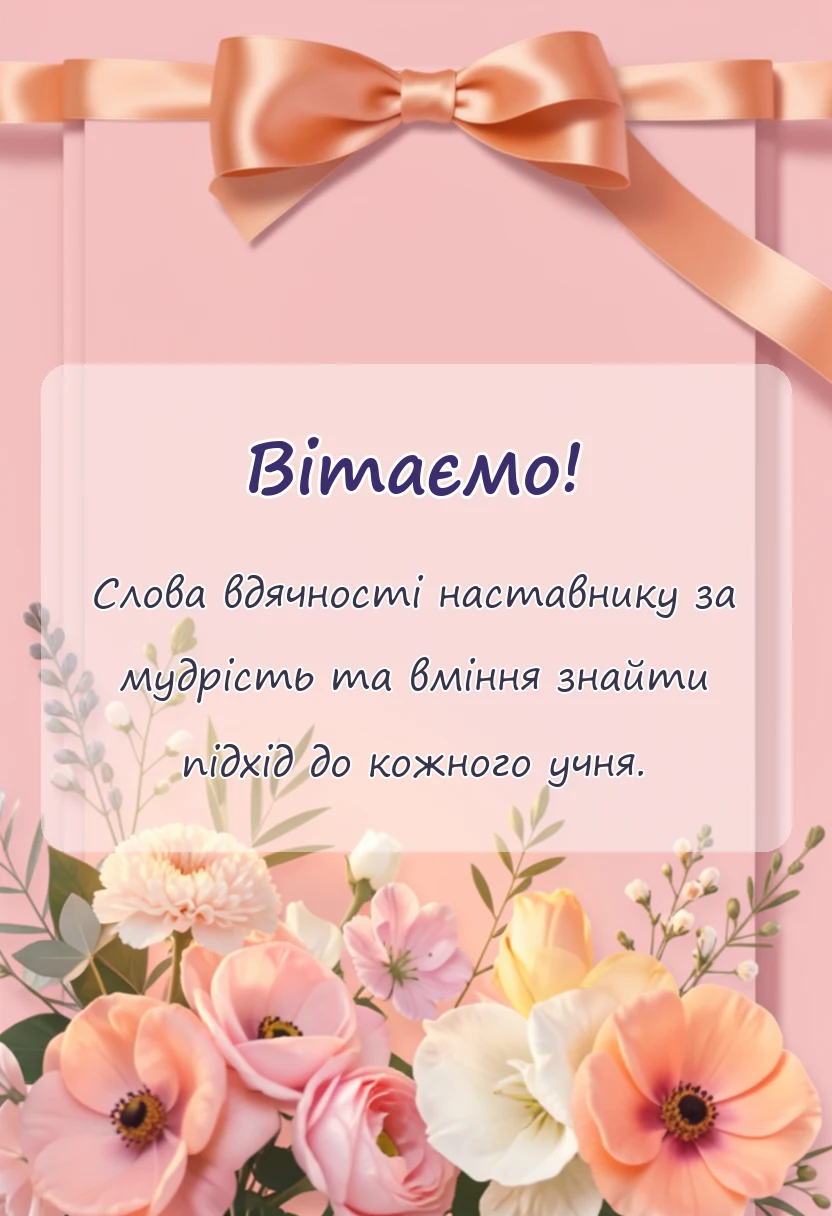 красива листівка: слова подяки вчителю
