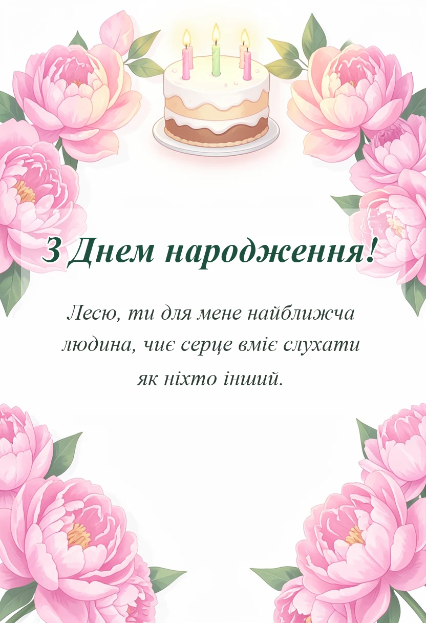 святкова картинка: привітання з днем народження леся