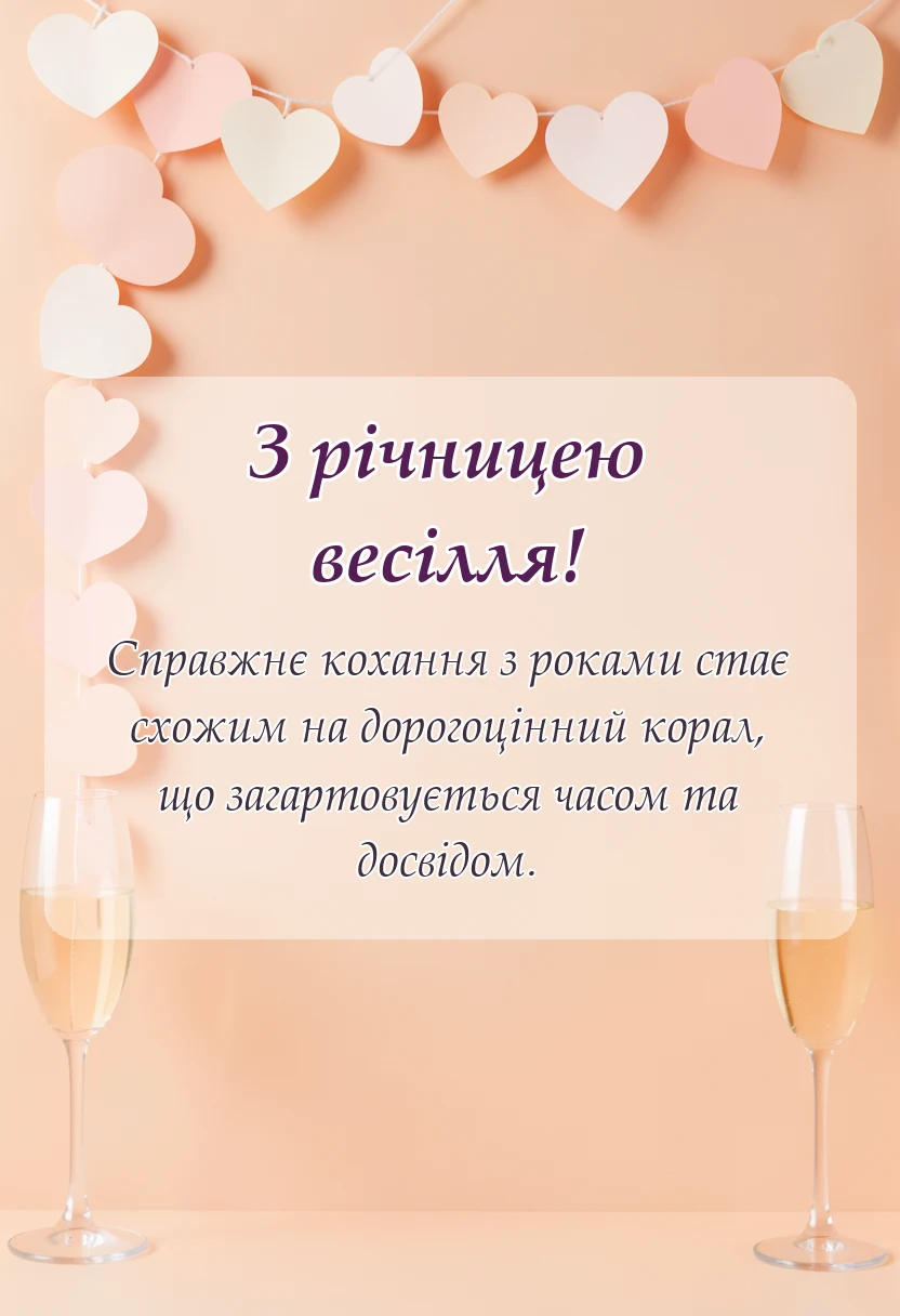 вітальна листівка - привітання з кораловим весіллям