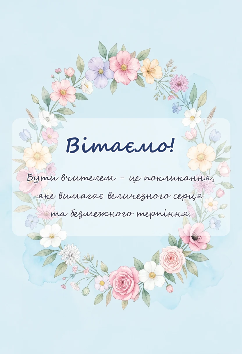 листівка з побажанням - слова подяки вчителю