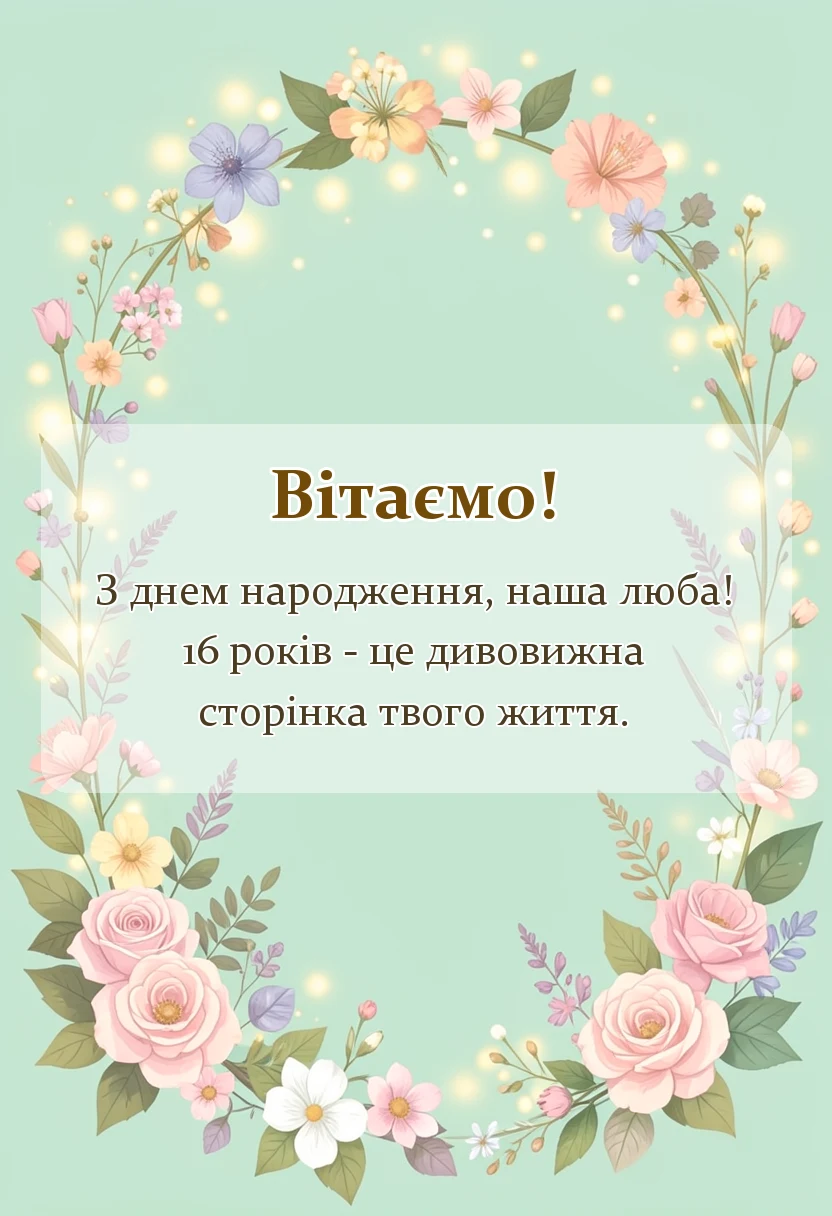 красива листівка: картинки з днем народження 16 років