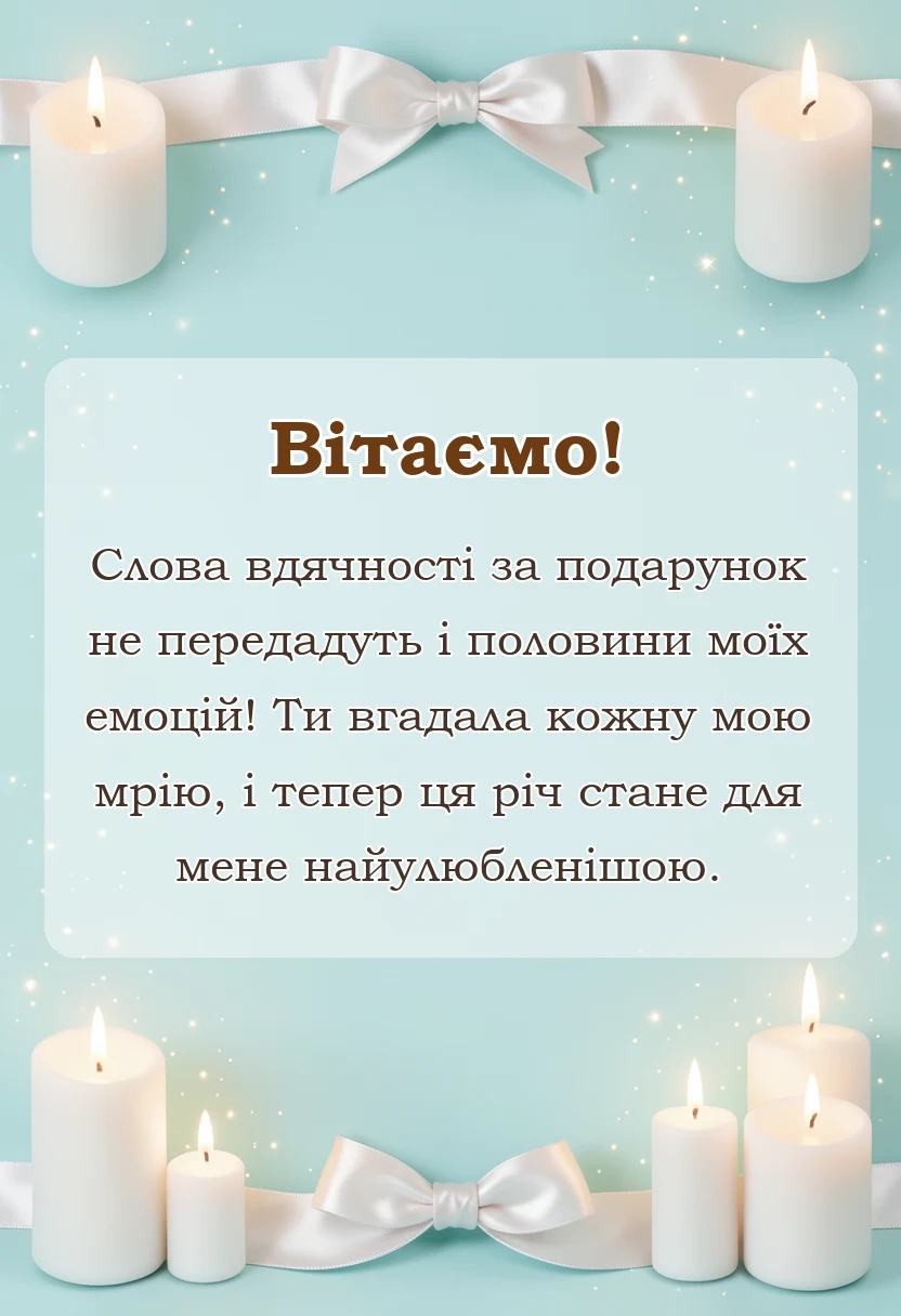 листівка з побажанням - подяка за подарунок