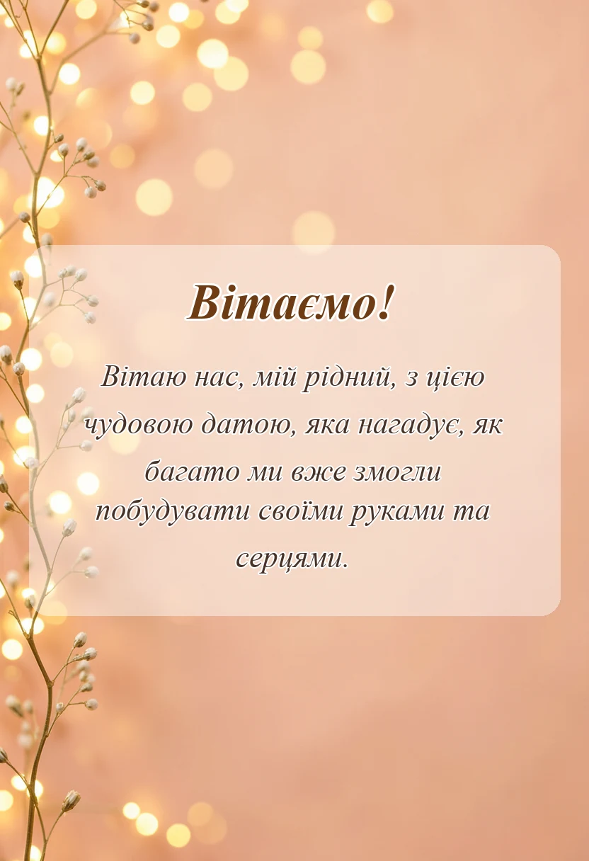 листівка з побажанням - привітання з роковиною весілля чоловікові