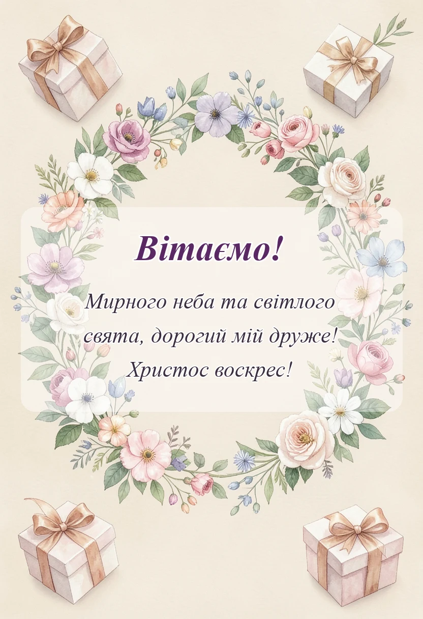 вітальна листівка - привітання христос воскрес