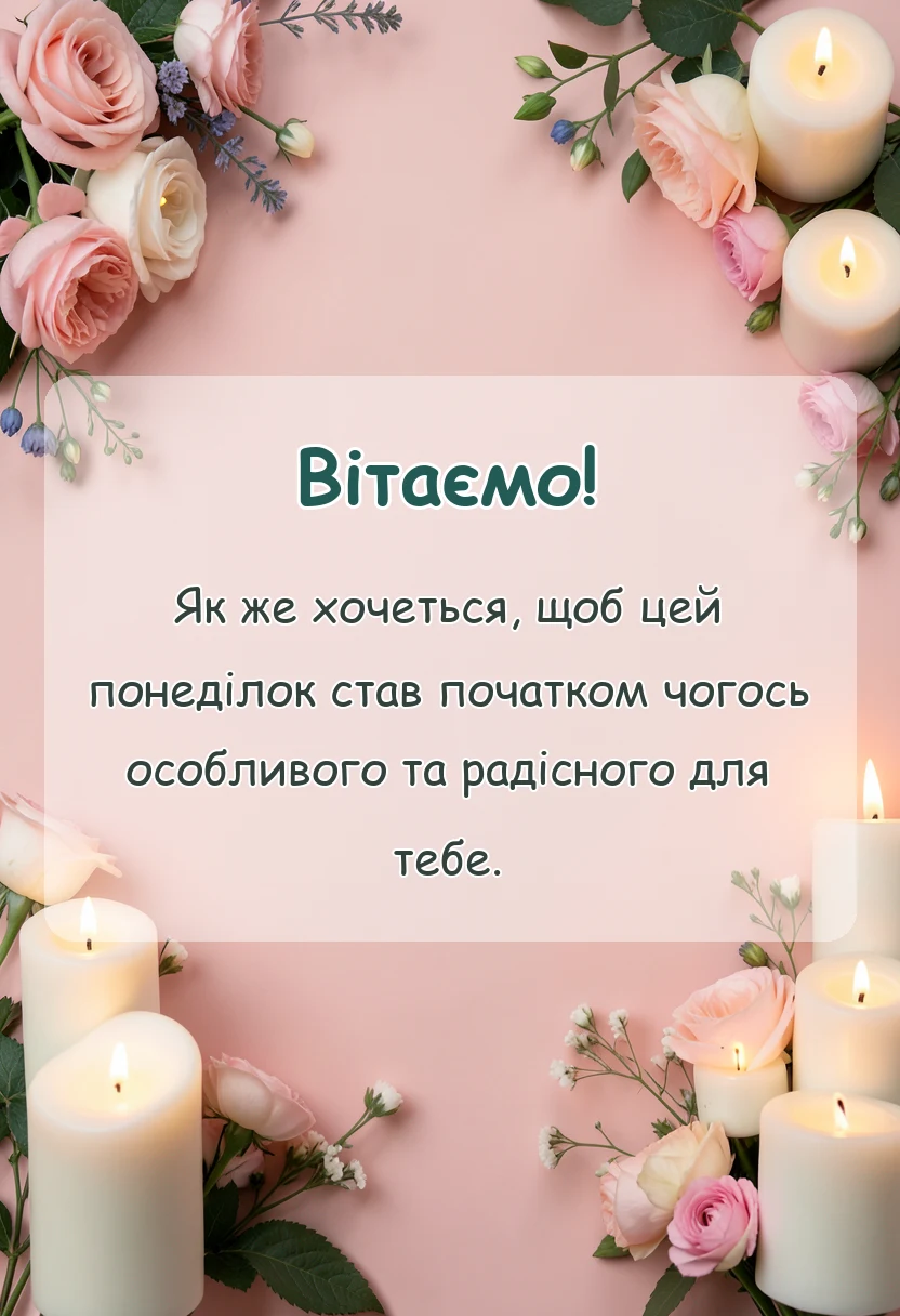 листівка з побажанням - побажання благословенного понеділка та вдалого тижня