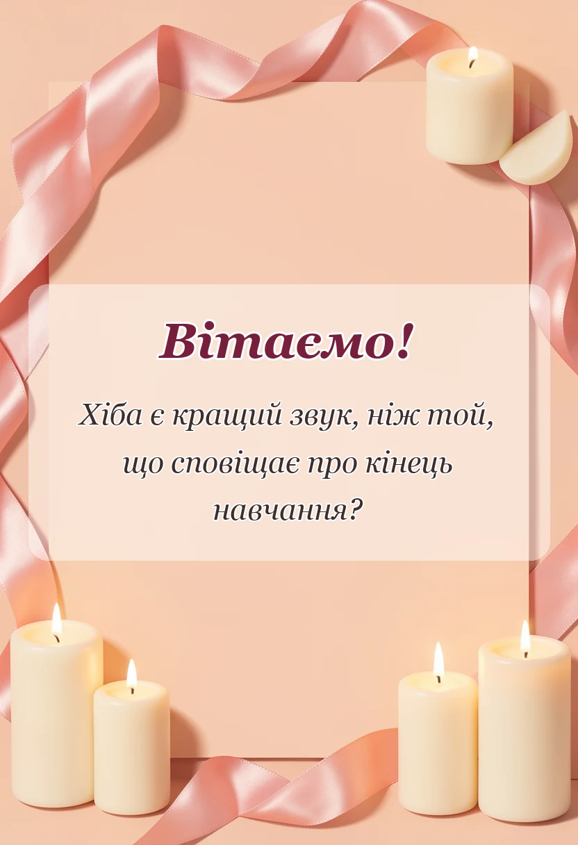 красива листівка: привітання з останнім дзвоником для дітей