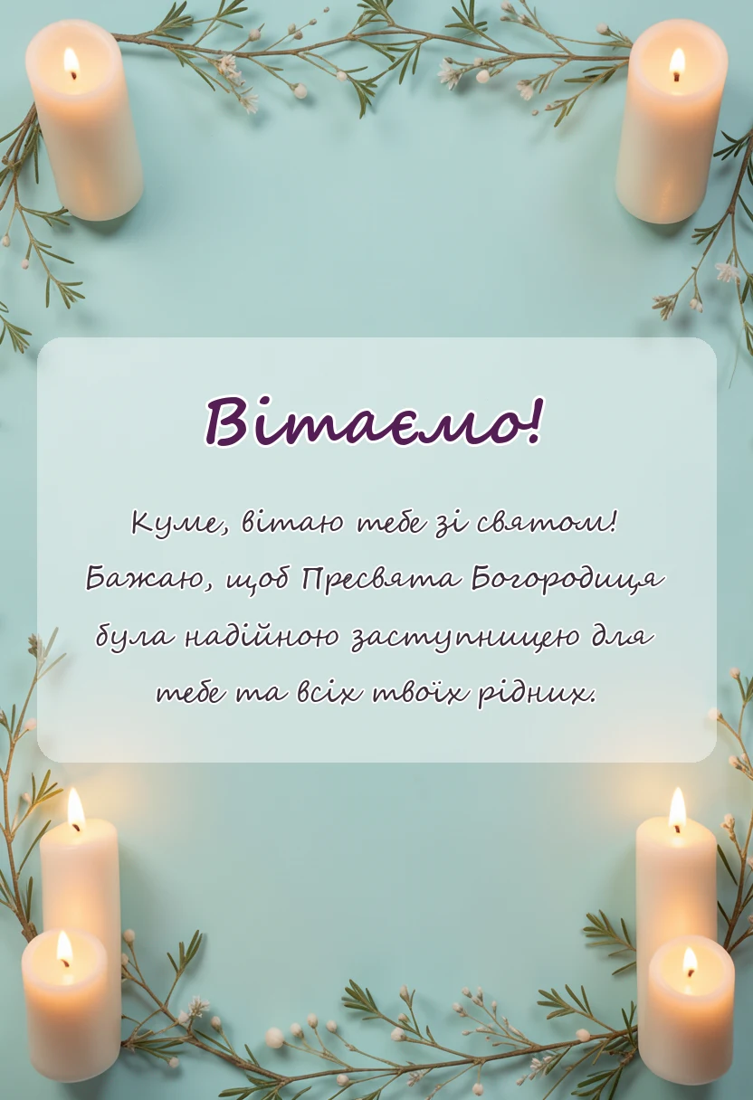 вітальна листівка - привітання зі святом пресвятої богородиці