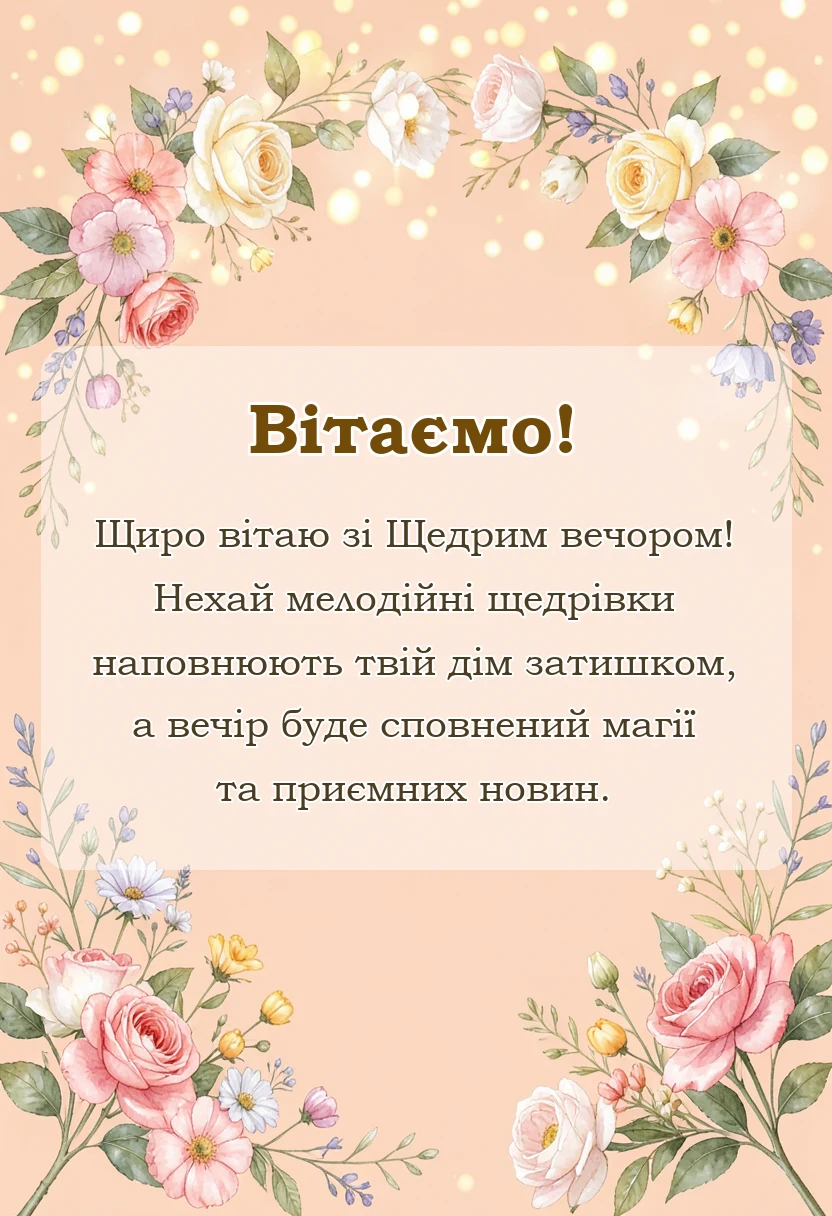 листівка з побажанням - побажання на щедрий вечір