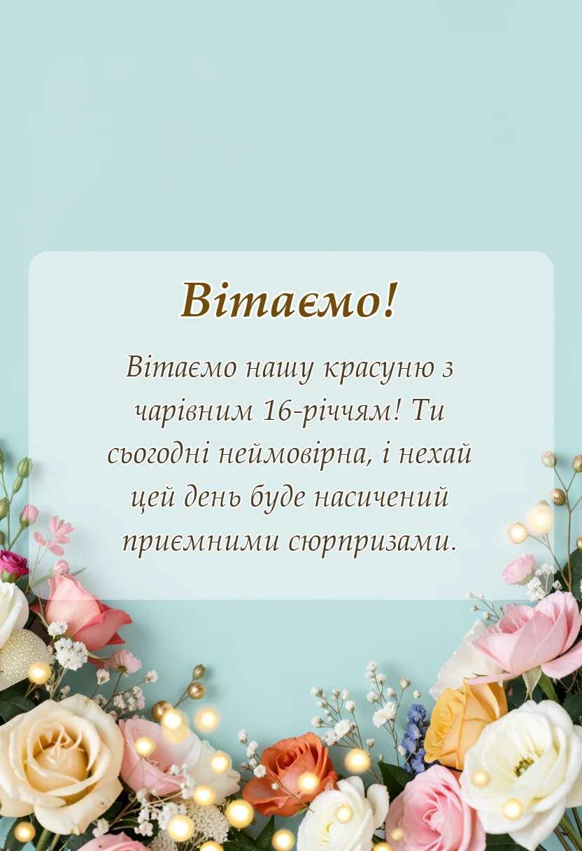 вітальна листівка - картинки з днем народження 16 років