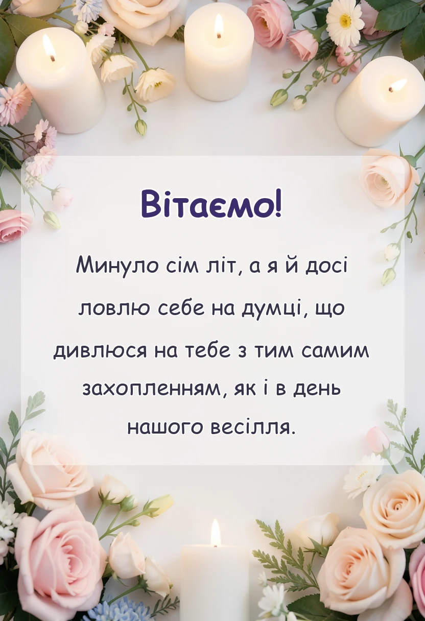 листівка з побажанням - привітання з роковиною весілля чоловікові