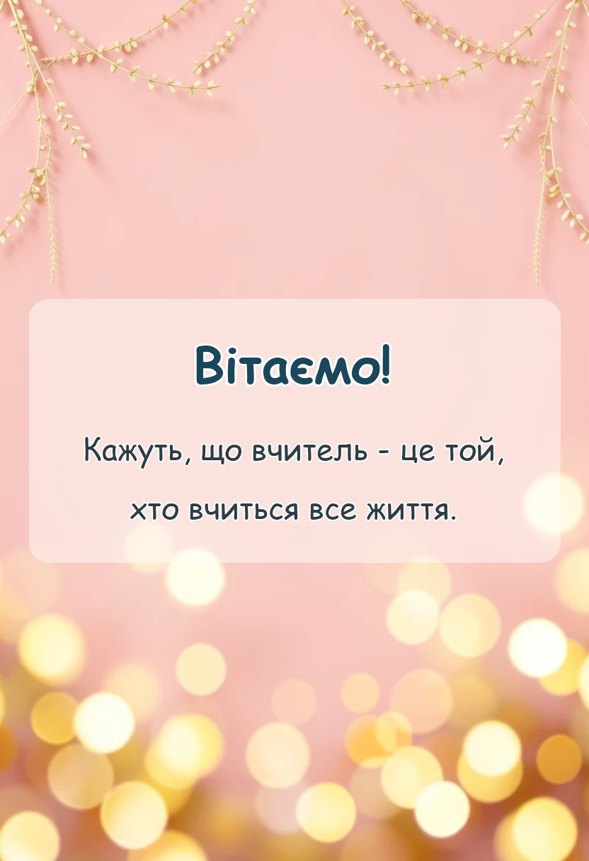 вітальна листівка - привітання з днем вчителя колегам своїми словами