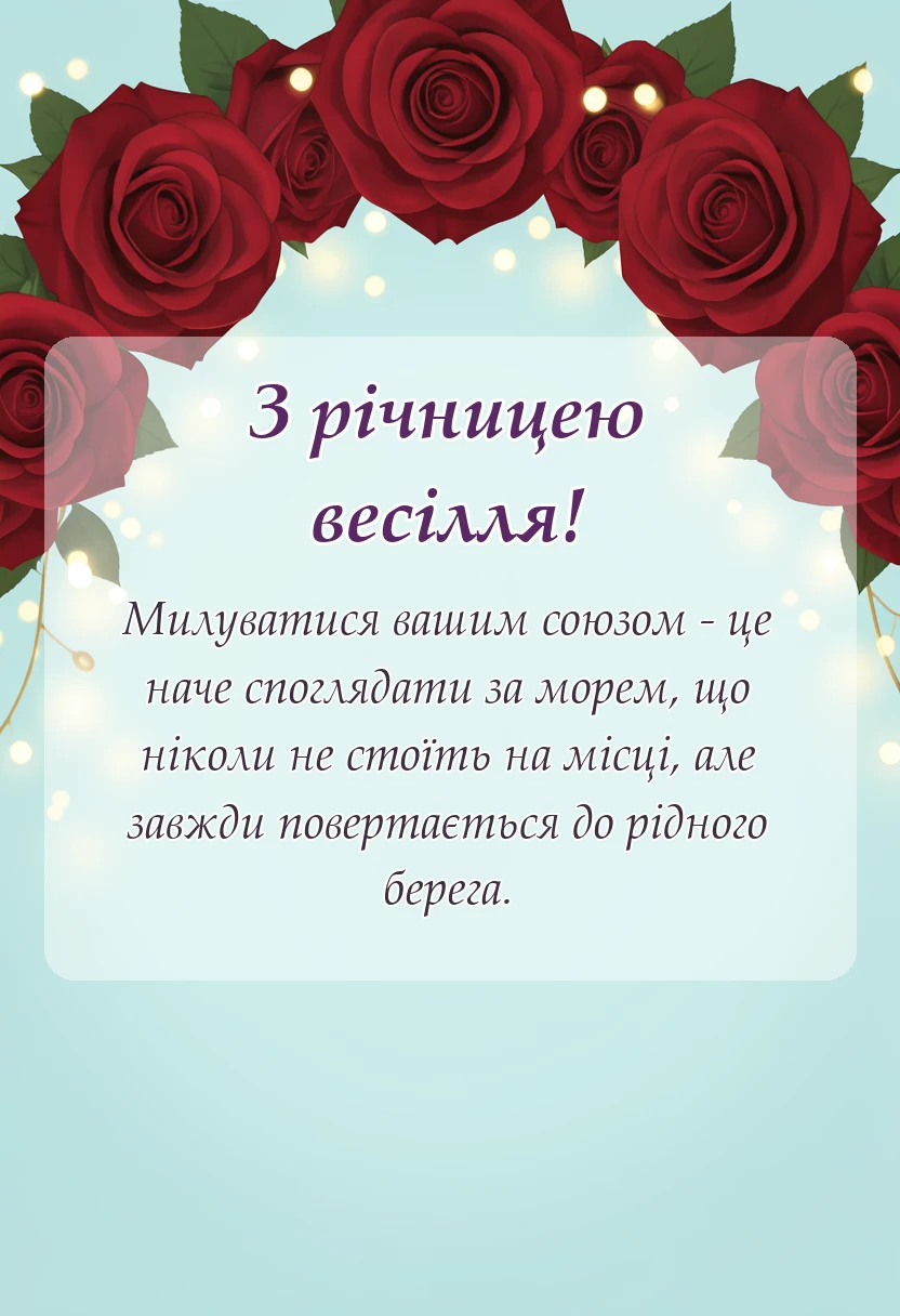 листівка з побажанням - привітання з кораловим весіллям