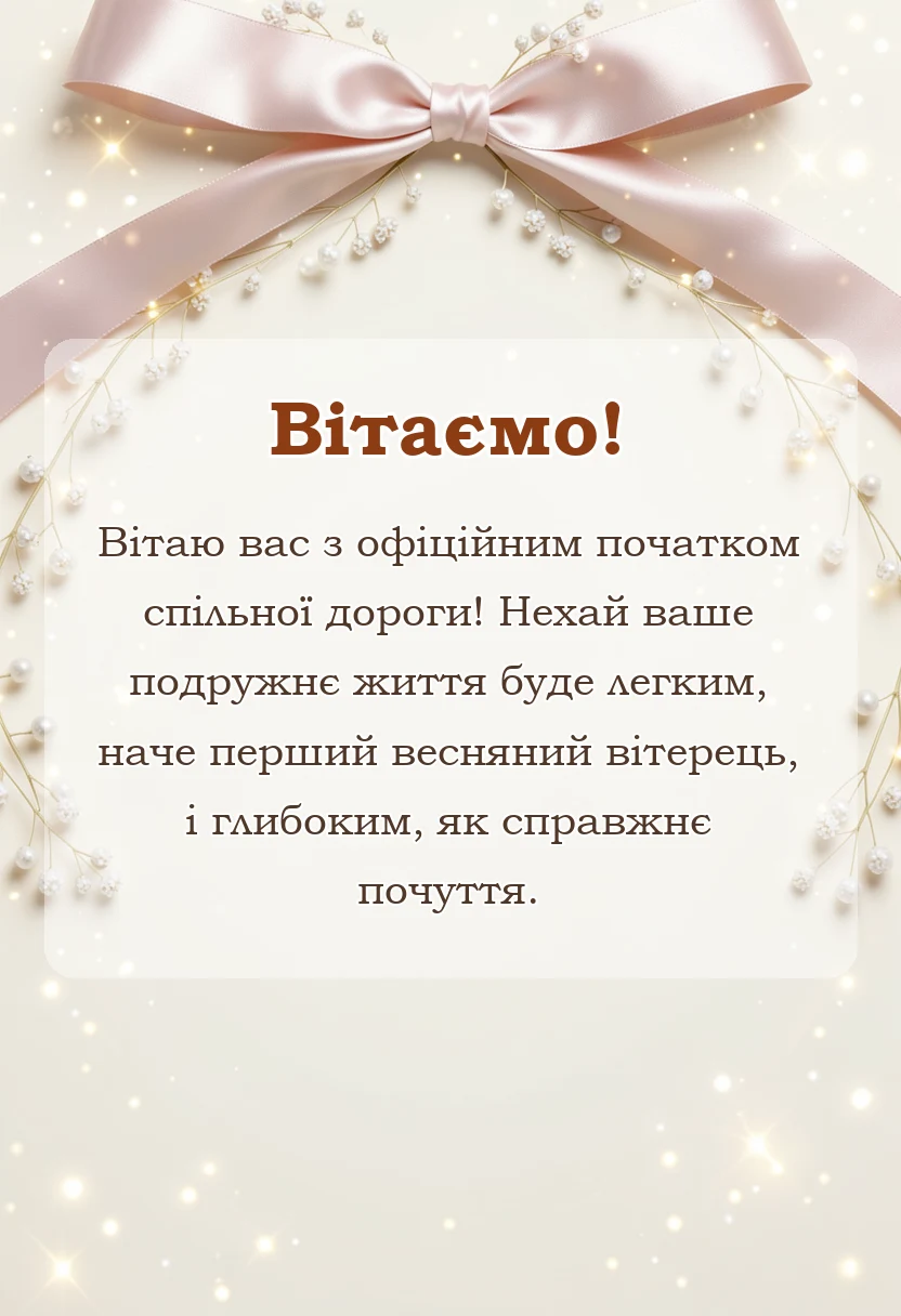 листівка з побажанням - вітання з днем весілля молодятам