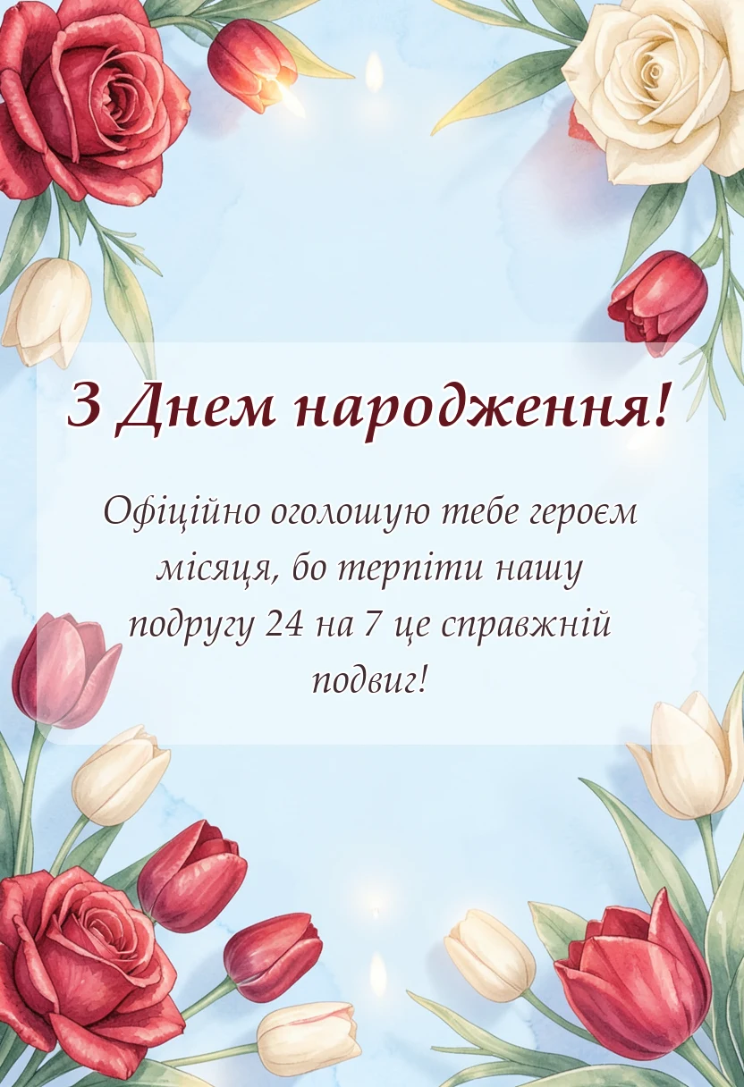 святкова картинка: вітання з днем народження чоловіка подруги
