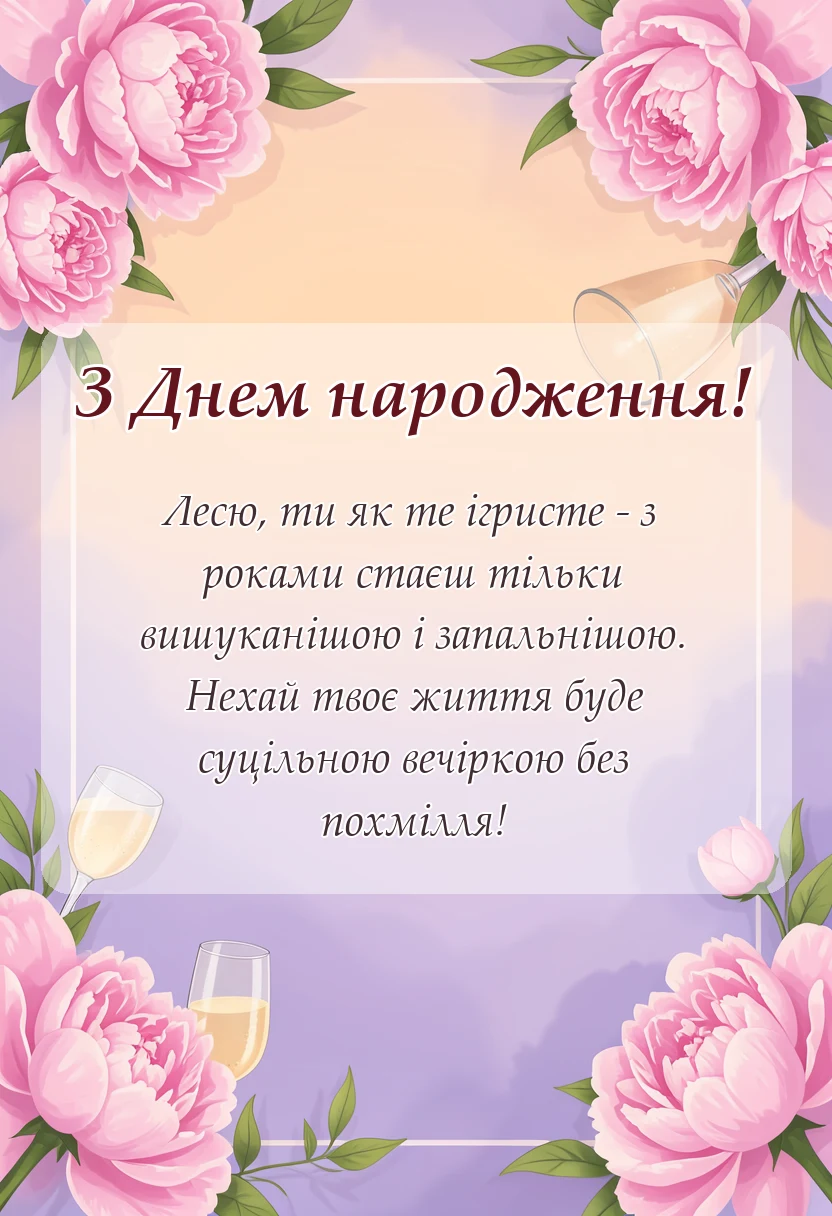 унікальна листівка - привітання з днем народження леся