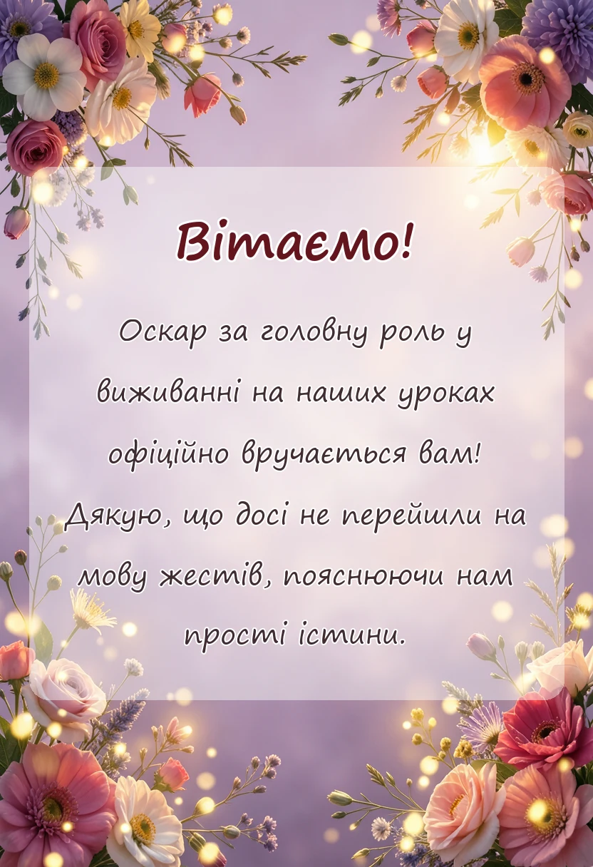 листівка з побажанням - слова подяки вчителю