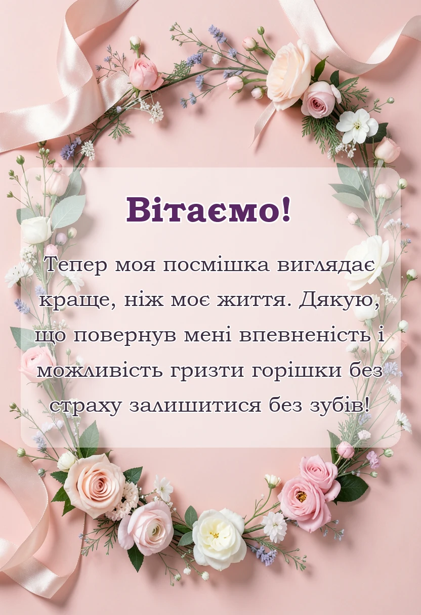 красива листівка: подяка лікарю стоматологу своїми словами