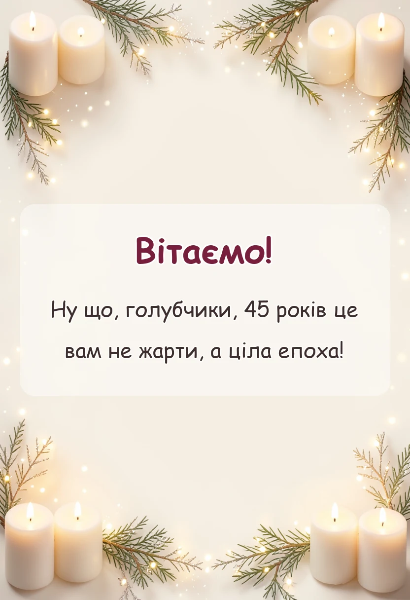 листівка з побажанням - привітання з 45 років весілля від дітей