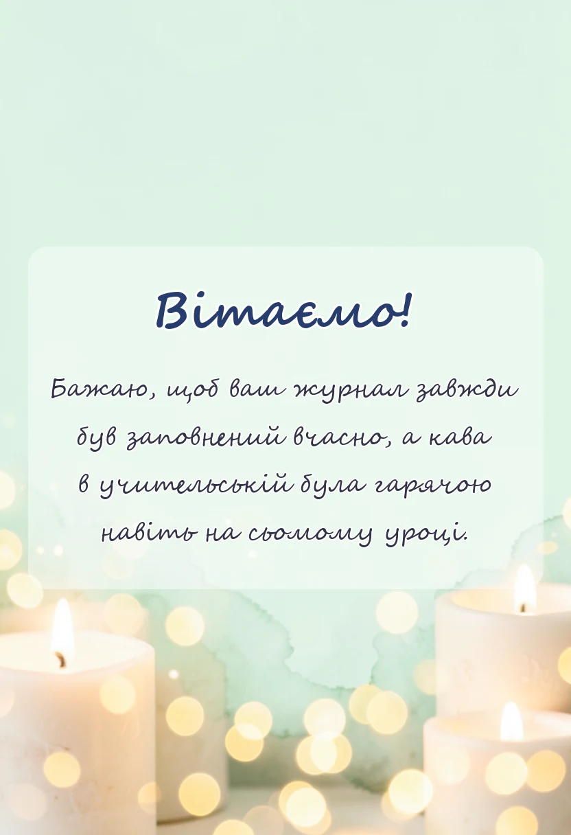 вітальна листівка - привітання з днем вчителя колегам своїми словами