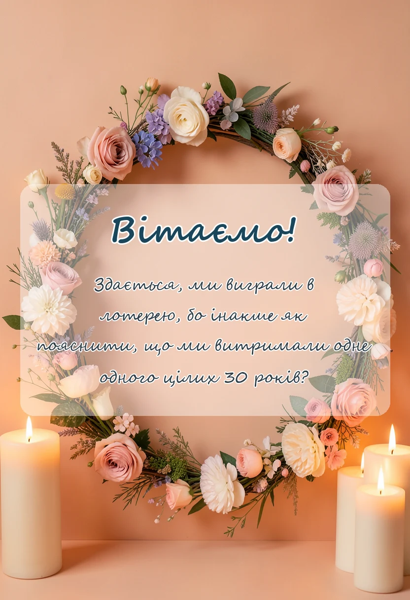 унікальна листівка - привітання з 30 роками весілля для чоловіка