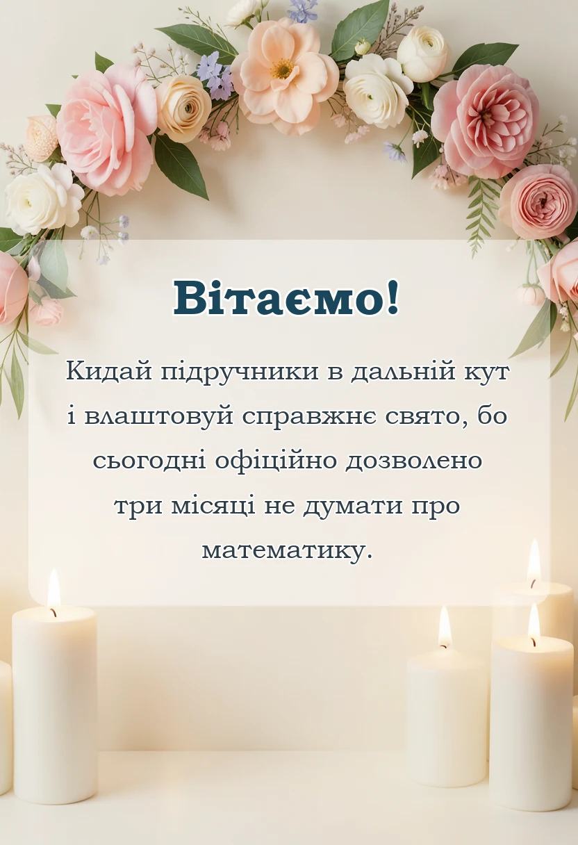 красива листівка: привітання з останнім дзвоником для дітей