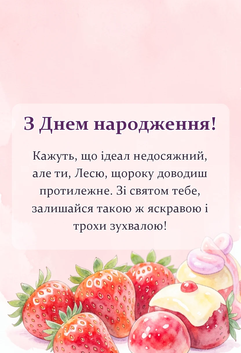 святкова картинка: привітання з днем народження леся